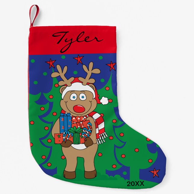 Christmas Reindeer Presents Stocking (Front)