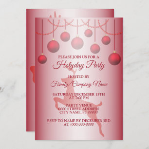Christmas Reindeer Red Holidays Invitation