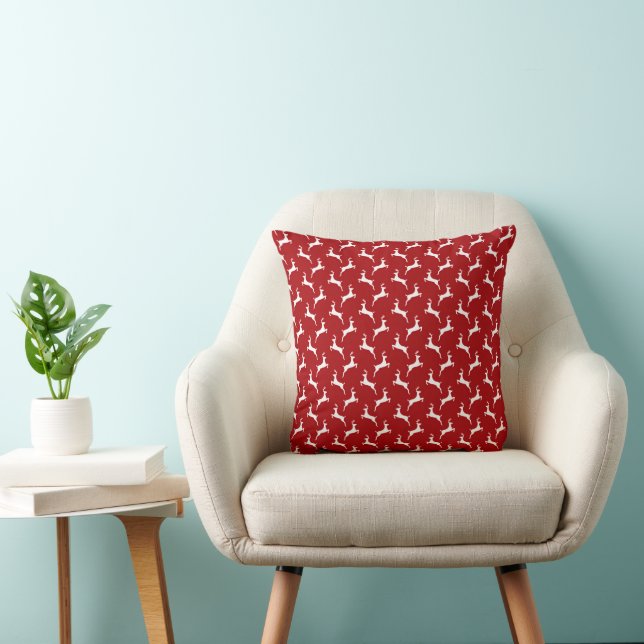 Christmas reindeer red white  cushion (Chair)