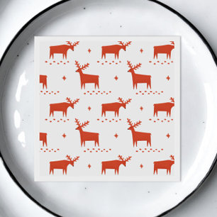 Christmas reindeer. Red woodland animal pattern Napkin