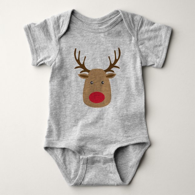 Christmas Reindeer Romper Baby Toddler Kids Baby Bodysuit (Front)