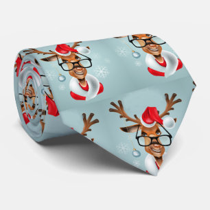 Christmas Reindeer Santa Fun Humour Tie