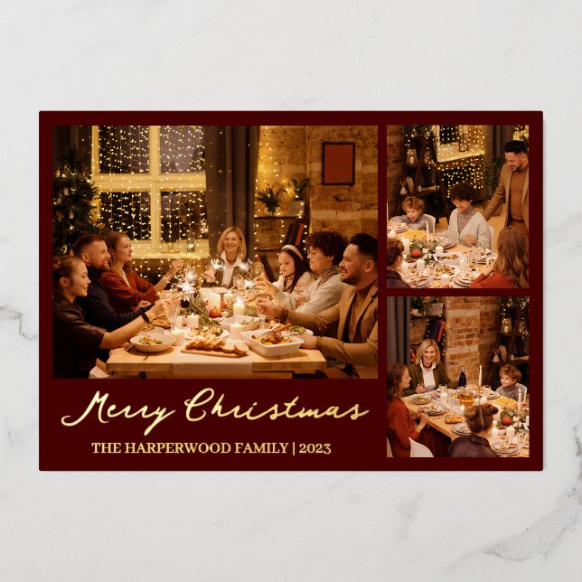  Christmas Reindeer Script Family Photo Collage (Front)