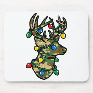 Christmas Reindeer Silhouette Camo Xmas Lights Men Mouse Pad