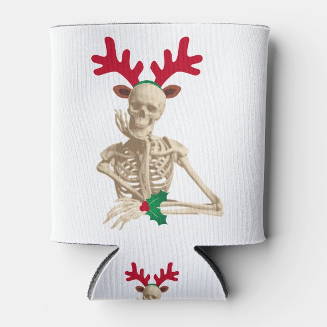 christmas reindeer skeleton can cooler (Front)