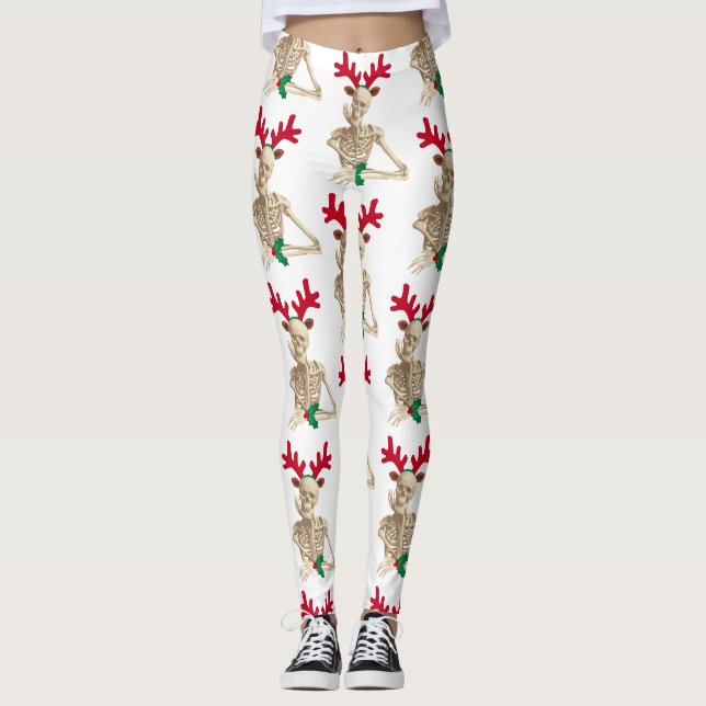 christmas reindeer skeleton leggings (Front)