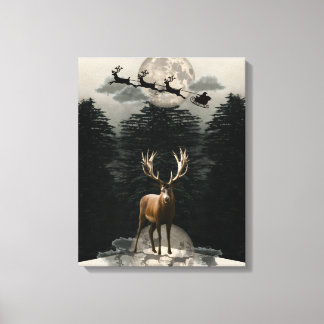 Christmas Reindeer & Sleigh Canvas Wall Art