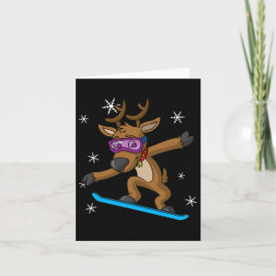 Christmas Reindeer Snowboarder Snowboarding Snowbo Card
