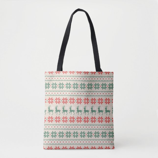 Christmas Reindeer Snowflake Tote Bag (Front)
