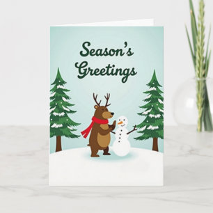Christmas Reindeer Snowman Card