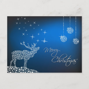 Christmas Reindeer & Stars Holiday Postcard