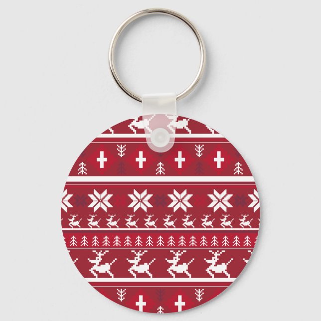 Christmas Reindeer Stripe Keychain (Front)