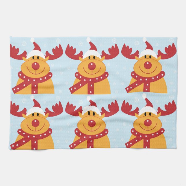 Christmas Reindeer Tea Towel (Horizontal)