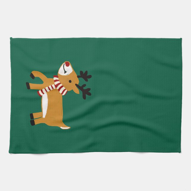 Christmas Reindeer Tea Towel (Horizontal)