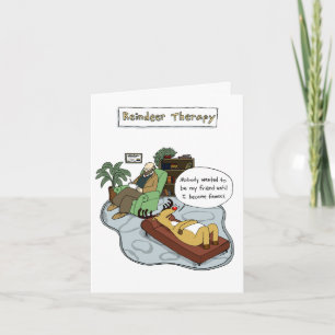 Christmas Reindeer Therapy   Funny Holiday Cartoon Card