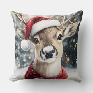 Christmas Reindeer Throw Pillow