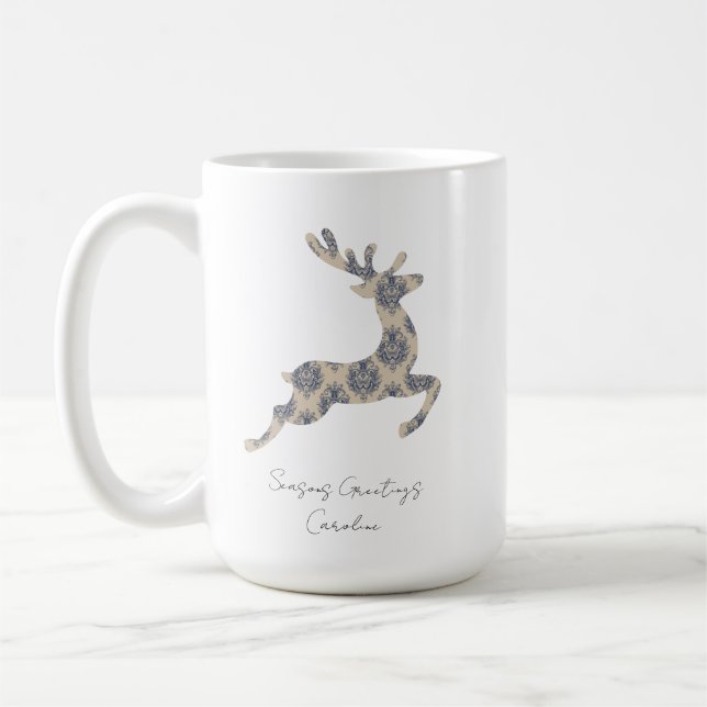 Christmas Reindeer Toile  Coffee Mug (Left)