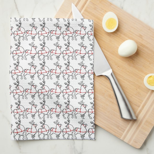 Christmas Reindeer Towel Custom Holiday Tea Towels (Quarter Fold)