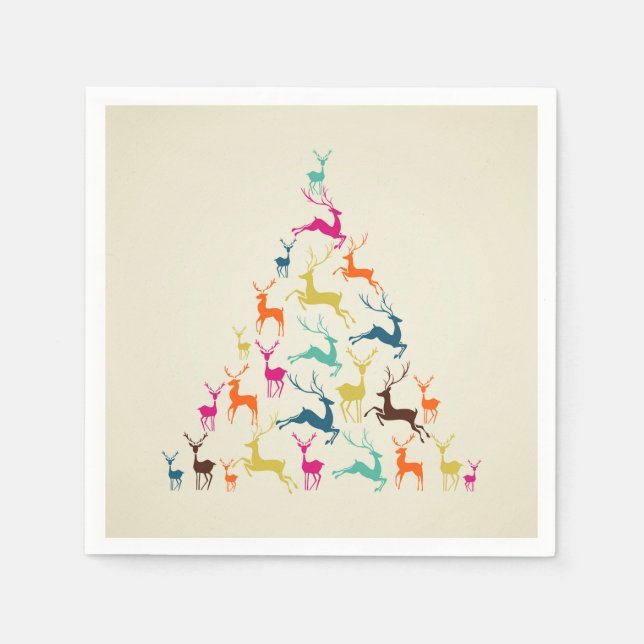 Christmas Reindeer Tree Pretty Napkin (Front)