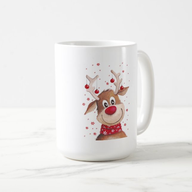Christmas reindeer Two-Tone coffee mug (Front Right)