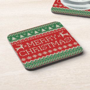 Christmas Reindeer Ugly Sweater Coaster