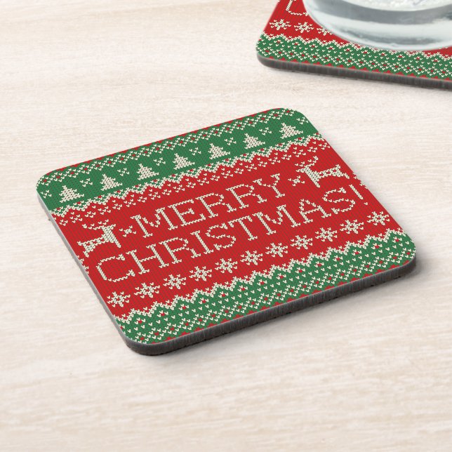 Christmas Reindeer Ugly Sweater     Coaster (Left Side)