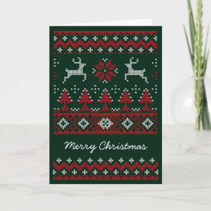 Christmas Reindeer Ugly Sweater greeting card