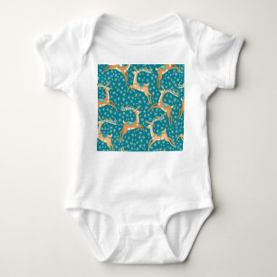 Christmas Reindeer: Vintage Seamless Pattern. Baby Bodysuit