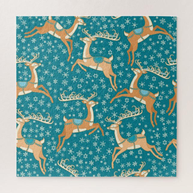 Christmas Reindeer: Vintage Seamless Pattern. Jigsaw Puzzle (Vertical)