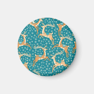 Christmas Reindeer: Vintage Seamless Pattern. Magnet