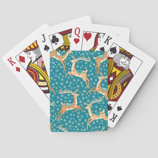 Christmas Reindeer: Vintage Seamless Pattern. Playing Cards (Back)