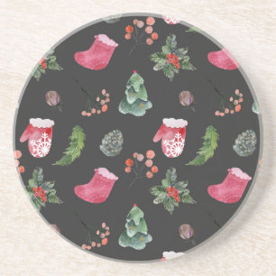 Christmas Reindeer: Watercolor Seamless Pattern Coaster
