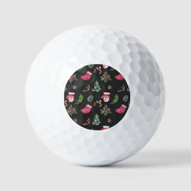 Christmas Reindeer: Watercolor Seamless Pattern Golf Balls (Front)