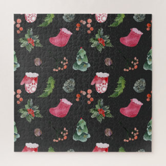 Christmas Reindeer: Watercolor Seamless Pattern Jigsaw Puzzle