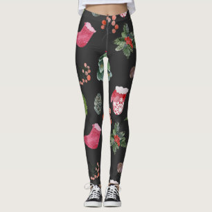 Christmas Reindeer: Watercolor Seamless Pattern Leggings
