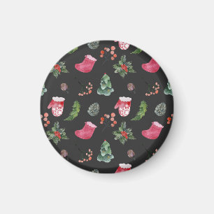 Christmas Reindeer: Watercolor Seamless Pattern Magnet