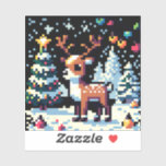 Christmas Reindeer Winter Wonderland Pixel Art<br><div class="desc">Adorable pixel art reindeer,  Christmas Tree on a snow filled night.</div>