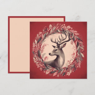 Christmas Reindeer with Holiday Wreath Card