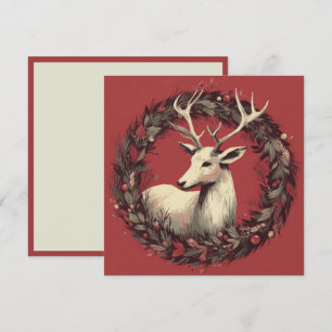 Christmas Reindeer with Holiday Wreath Card