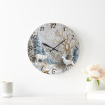 Christmas Reindeer with Snowflakes Large Clock<br><div class="desc">Intricate decorations feature a snowy landscape complete with majestic deer,  frosted trees,  and a shimmering moon. This enchanting winter scene captures the essence of holiday cheer,  inviting warmth and joy during the Christmas season.</div>