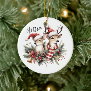 Christmas reindeers ceramic tree decoration