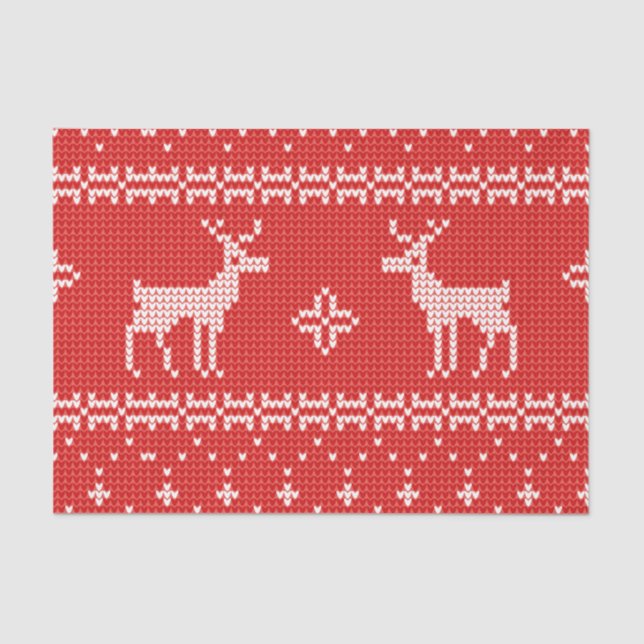 Christmas Reindeers Jumper Knit Pattern Tissue Paper (Front)
