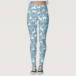 Christmas Reindeers Pattern, white 02 Grey BG Leggings
