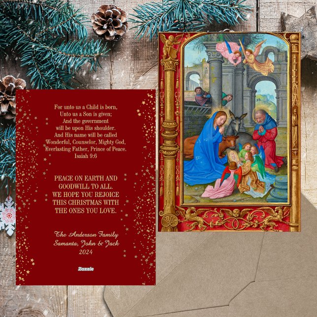 Christmas Religious Mediaeval Christian Catholic Holiday Card (Religious Christian Christmas Medieval Traditional Catholic Nativity Non Photo Holiday Card)