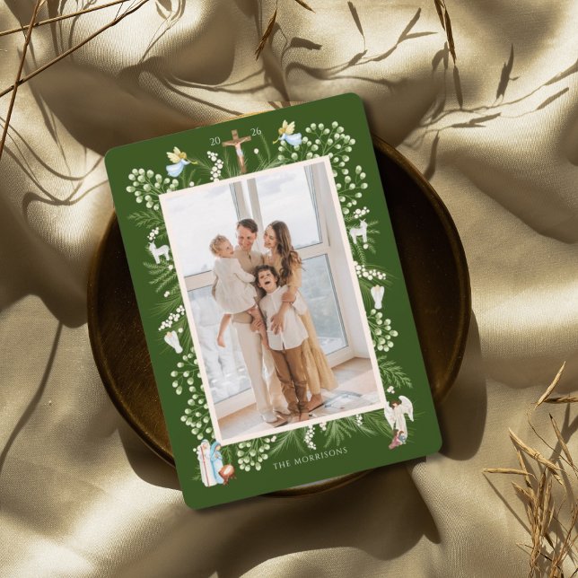 Christmas religious nativity, custom family photo holiday card (Creator Uploaded)
