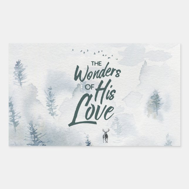 Christmas Religious Wonders of His Love Blessings Rectangular Sticker (Front)