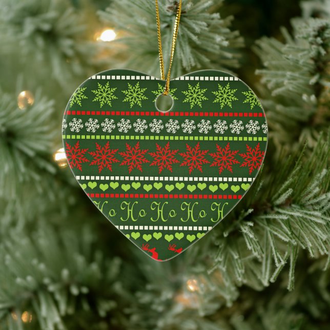 Christmas Repeating Pattern Ceramic Tree Decoration (Tree)