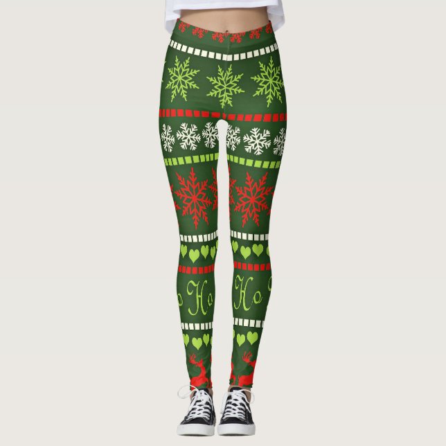 Christmas Repeating Pattern Leggings (Front)