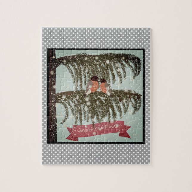 Christmas , Retro , Bullfinches Jigsaw Puzzle (Vertical)