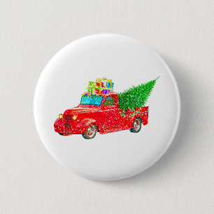 Christmas Retro Car Holiday 6 Cm Round Badge